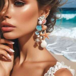 beach earrings wearing a beautiful womens 1