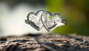 memorial ashes ring two hearts