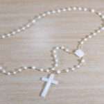 dainty cross necklace with pearls