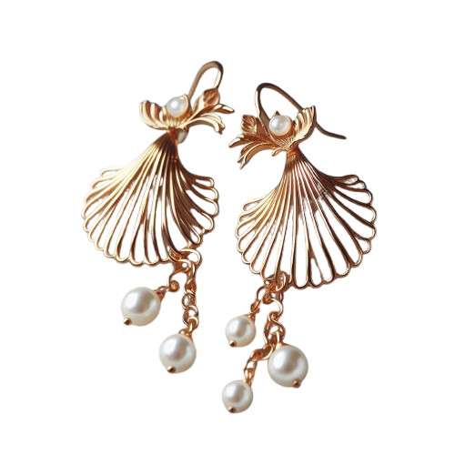 gold seashell earring