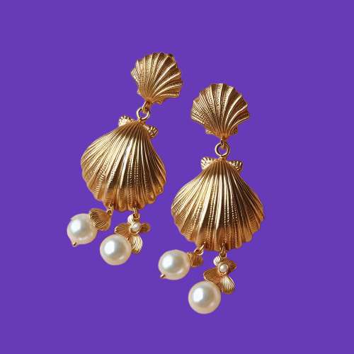 gold seashell earrings