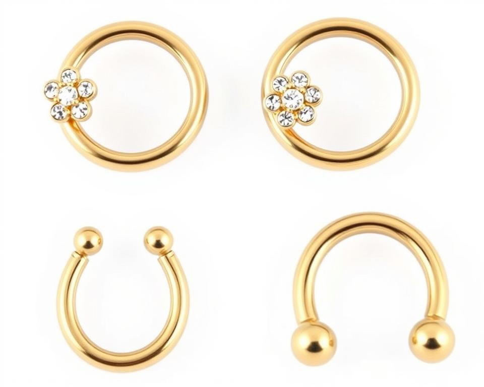 Dimond and gold horseshoe nipple rings