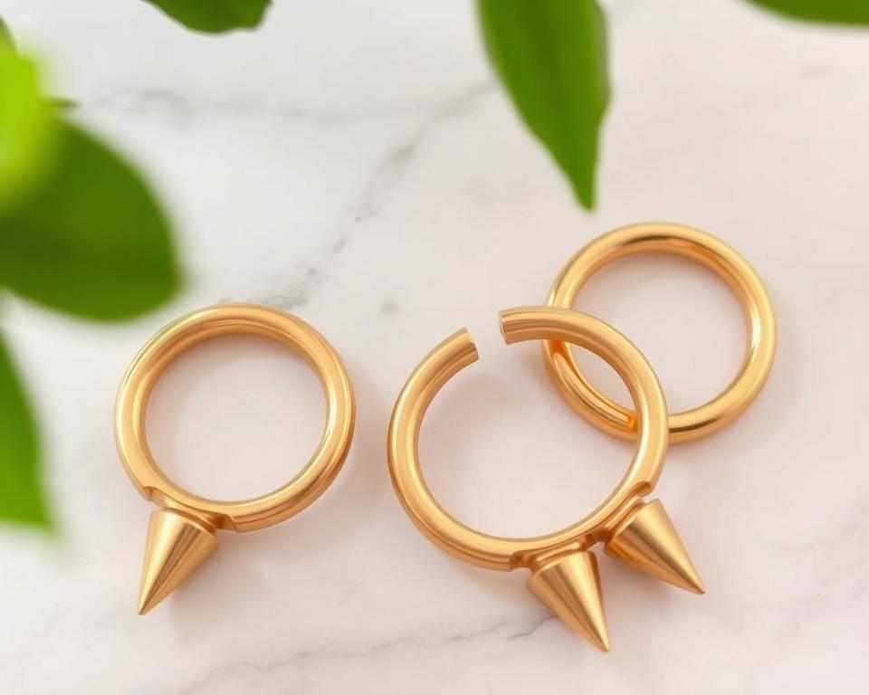 Gold horseshoe nipple rings